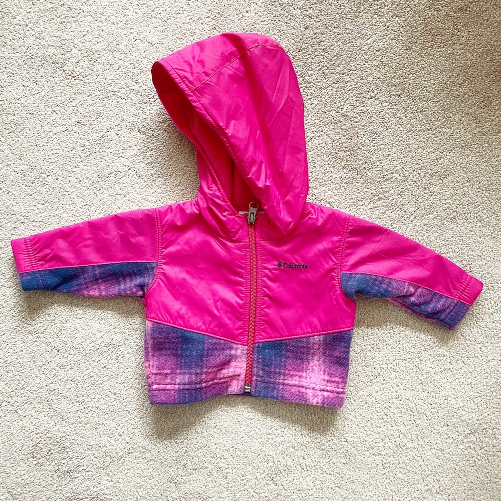 Columbia | Pink infant fleece overlay hood jacket